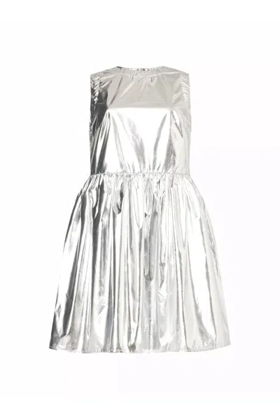 Amy Lynn Womens Silver Metallic Faux-leather Mini Dress