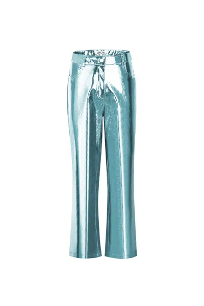 Amy Lynn Women's Lupe Ice Blue Metallic Vegan Leather Trousers