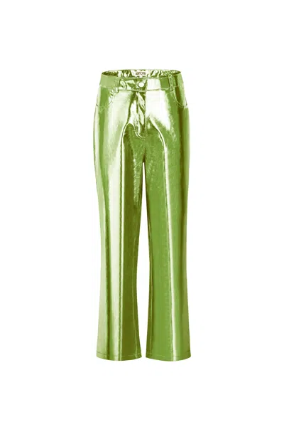 Amy Lynn Women's Lupe Mint Green Metallic Vegan Leather Trousers