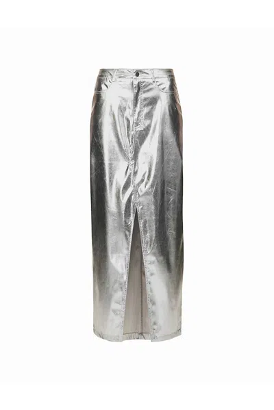 Amy Lynn Lupe Maxi Skirt In Metallic Silver