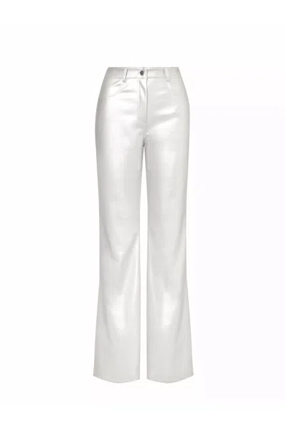 Amy Lynn Matte Lupe Wide Leg Trousers In Silver