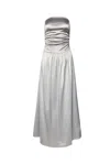 Amy Lynn Women's Micha Silver Maxi Satin Drop Waist Dress In Silver