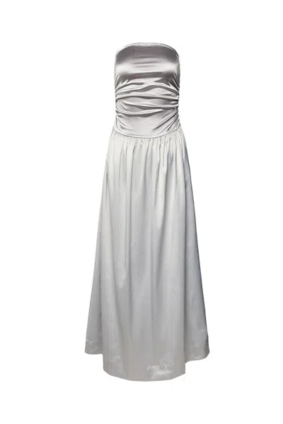Amy Lynn Women's Micha Silver Maxi Satin Drop Waist Dress