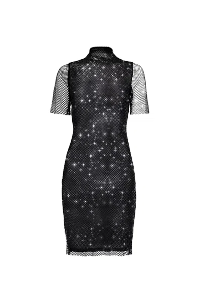 Amy Lynn Women's Mila Black Embellished High-neck Mini Dress