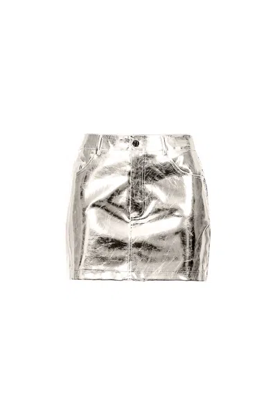 Amy Lynn Milena Lupe Y2k Micro Mini Skirt In Silver Metallic-black