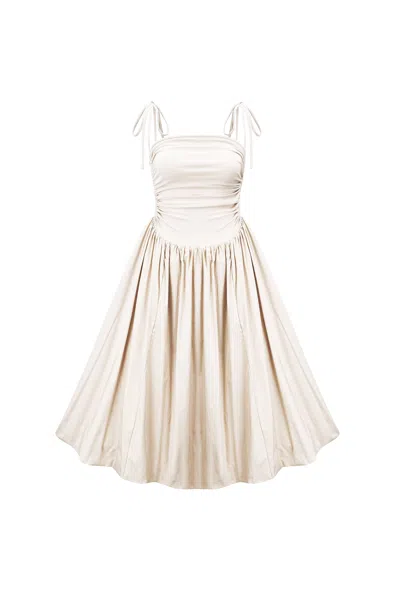Amy Lynn Women's Neutrals Alexa Cream Milk Puffball Midi Dress In White