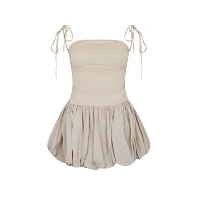 Amy Lynn Women's Neutrals Alexa Milk Puffball Ultra Mini Dress In Gray