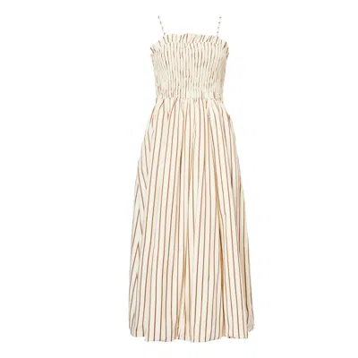 Amy Lynn Women's Neutrals Polly Beige Stripe Puffball Dress