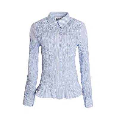 Amy Lynn Women's Olivia Smocked Cotton Shirt In Blue Stripe