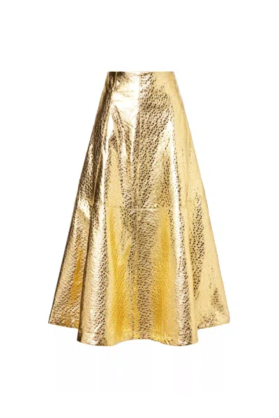 Amy Lynn Women's Phoebe Gold Metallic Maxi Skirt