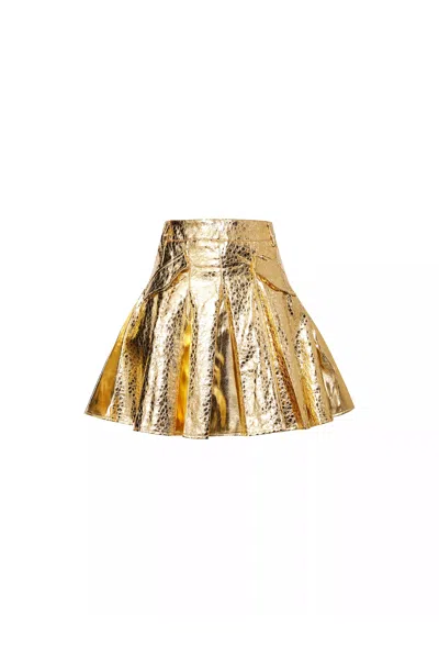 Amy Lynn Womens Gold Leopard Metallic High-waist Woven Mini Skirt