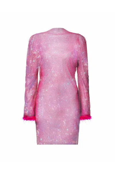 Amy Lynn Women's Pink / Purple Ida Pink Net Rhinestone Mini Dress In Pink/purple