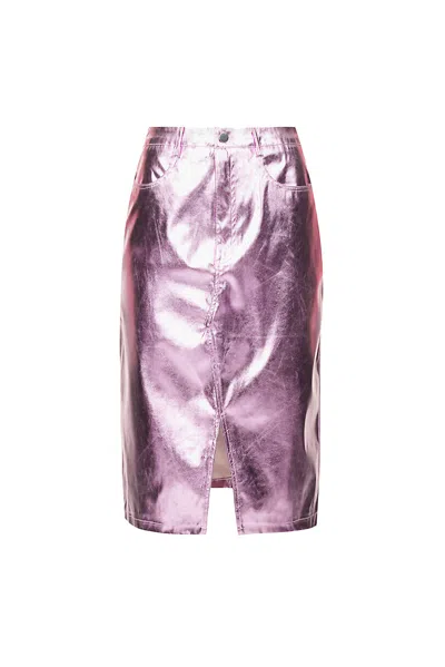 Amy Lynn Women's Pink / Purple Lupe Ice Pink Metallic Midi Skirt In Pink/purple