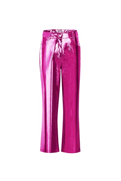 Amy Lynn Women's Pink / Purple Lupe Magenta Metallic Vegan Leather Trousers In Pink/purple