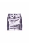 Amy Lynn Milena Lupe Y2k Micro Mini Skirt In Metallic Ice Lilac-purple In Pink/purple