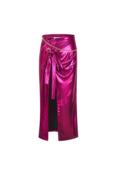 Amy Lynn Women's Pink / Purple Vevina Pink Chain Wrap Skirt In Pink/purple