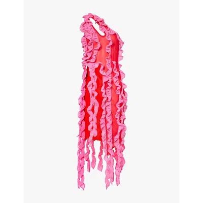 Amy Lynn Womens Pink Suki Ruffled Woven Top