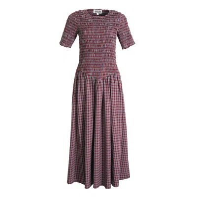 Amy Lynn Women's Purple Beatrix Smocked Grape Plaid Midi Dress