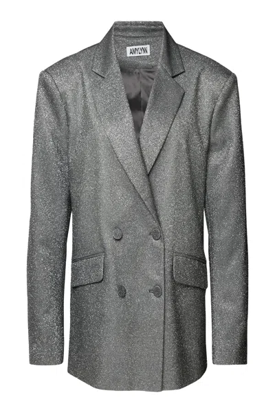 Amy Lynn Women's Silver Ezra Glitter Oversized Blazer Jacket