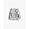Amy Lynn Y2k Ultra Mini Sequin Paillette Skirt In Silver In Silver