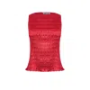 Amy Lynn Womens Sonya Shirred Stretch-woven Top In Red