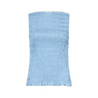 Amy Lynn Women's Sonya Shirred Chambray Blue Top