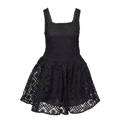 AMY LYNN WOMEN'S SYLVIE BLACK CROCHET MINI DRESS