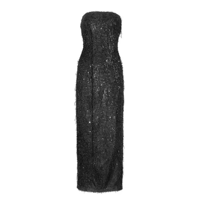 Amy Lynn Women's Uma Black Fringe Sequin Maxi Dress
