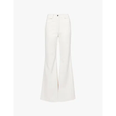 Amy Lynn Womens White Lupe Metallic Faux-leather Trousers In White