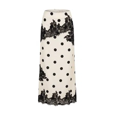 Amy Lynn Women's White Verona Contrast Polka Dot Satin Midi Skirt In Multi