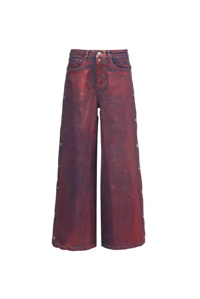 Amy Lynn Women's Wren Red Foil Coated Denim Trousers