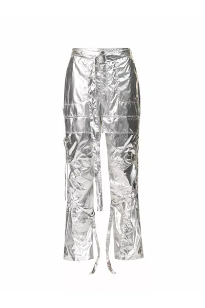 Amy Lynn Y2k Liquid Combat Pants In High Shine Metallic Silver - Part Of A Set