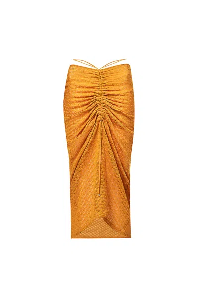 Amy Lynn Women's Yellow / Orange Daisy Orange Crochet Maxi Skirt In Gold