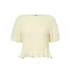 Amy Lynn Womens Lemon Shirred Lace Stretch-woven Top In Neutral