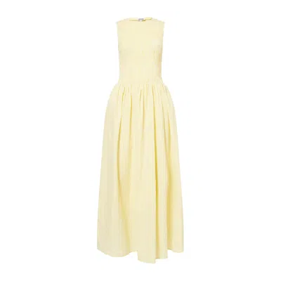 AMY LYNN WOMEN'S SUMMER YELLOW GINGHAM DROP-WAIST MAXI DRESS