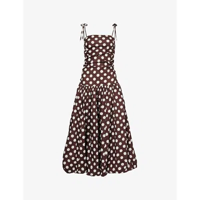 Amy Lynn Womens Alexa Polka-dot Cotton-poplin Midi Dress Polkadot