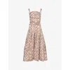 Amy Lynn Womens Alexa Snake-print Cotton-poplin Midi Dress Snakeprint In Snakeprint