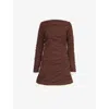 Amy Lynn Womens Edie Polka-dot Woven Mini Dress Brown In Brown