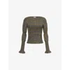 Amy Lynn Womens Iris Shirred Cotton-poplin Top Green In Green