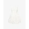 Amy Lynn Womens White Lisa Sequin-embellished Puffball Lace Mini Dress In White