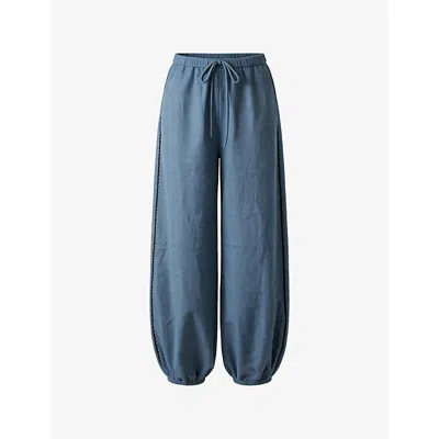 Amy Lynn Womens  Miami Balloon-leg High-rise Cotton-blend Denim Trousers In Blue