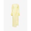 Amy Lynn Womens Yellow Nola Long-sleeve Stretch-lace Maxi Dress