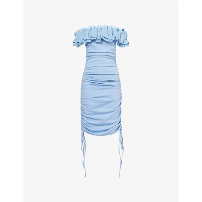 AMY LYNN WOMENS AMY LYNN MUNROE RUCHED BARDOT STRETCH-JERSEY MIDI DRESS
