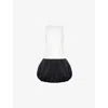AMY LYNN WOMENS BLACK/WHITE ROBYN PUFFBALL STRETCH-COTTON MINI DRESS