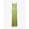 Amy Lynn Womens Olive Sahar Lace Stretch-woven Maxi Dress In Green