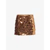 Amy Lynn Womens Sequin-embellished Micro Mini Woven Skirt Bronze In Bronze