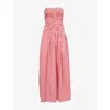 Amy Lynn Womens Pink Shyla Ruched Cotton Maxi Dress In Pink