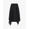 Amy Lynn Womens Tilda Asymmetric Woven Midi Skirt Black In Black