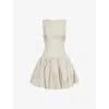 Amy Lynn Womens Twiggy Gingham Cotton-poplin Mini Dress Grey In Neutral