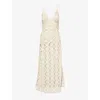 Amy Lynn Womens Sylvia Crochet Cotton Maxi Dress Beige In White